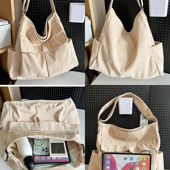 Durable Canvas Tote with Adjustable Strap – Fashionable Multi-Pocket Crossbody - Picture 6 of 7